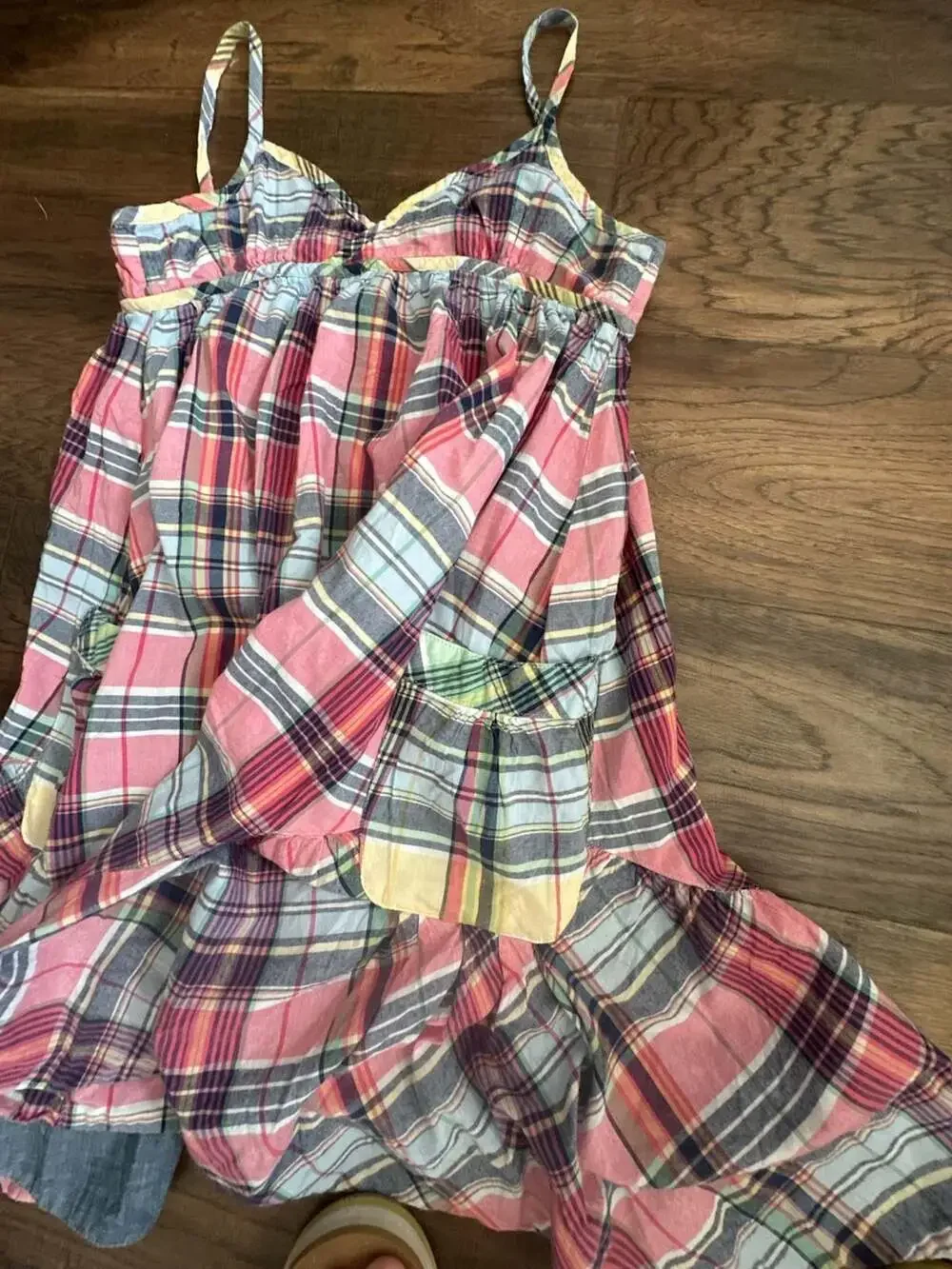 Ralph Lauren Girls Pink Plaid Cotton Sundress Size 14